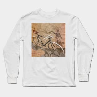VINTAGE RETRO CYCLIST digital print Long Sleeve T-Shirt